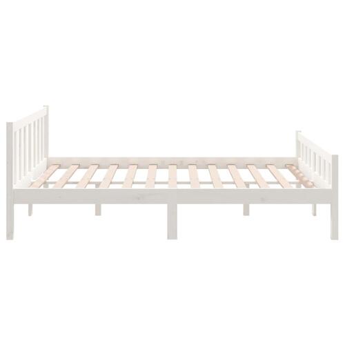 Sengeramme 135x190 cm dobbelt massivt fyrretræ hvid
