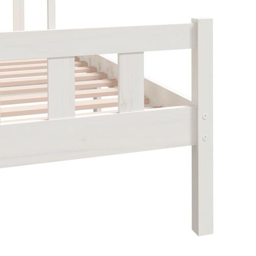 Sengeramme 135x190 cm dobbelt massivt fyrretræ hvid