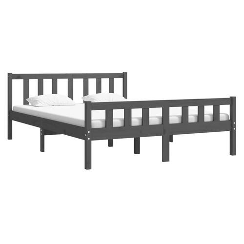Sengeramme 135x190 cm Double massivt fyrretræ grå