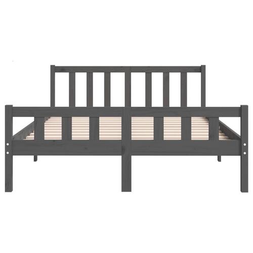 Sengeramme 135x190 cm Double massivt fyrretræ grå