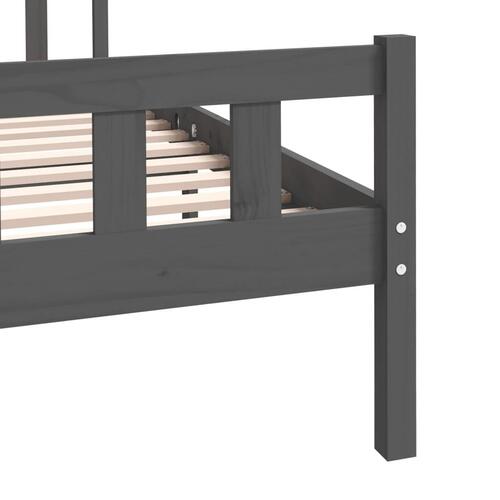 Sengeramme 135x190 cm Double massivt fyrretræ grå