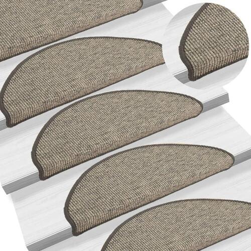 Selvklæbende trappetrinsmåtter 15 stk. 65x21x4 cm grå og beige