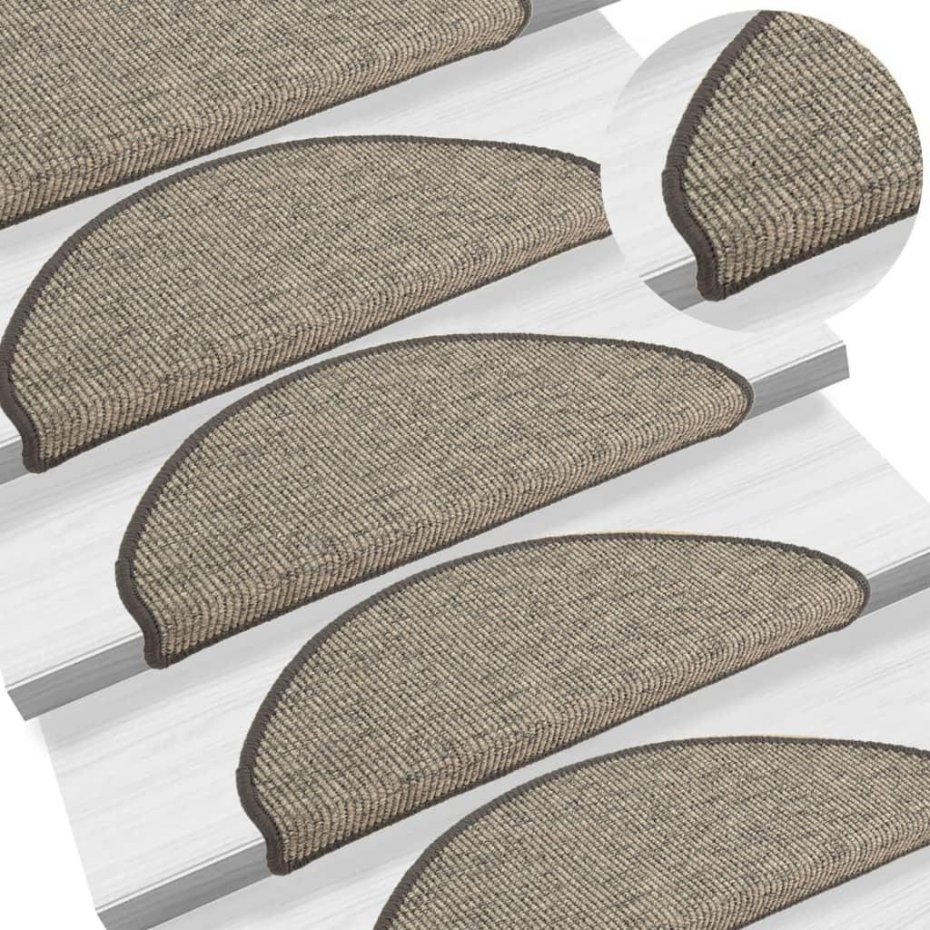 Selvklæbende trappetrinsmåtter 15 stk. 65x21x4 cm grå og beige