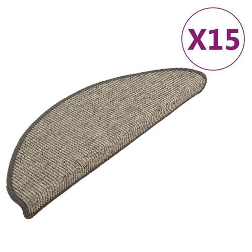 Selvklæbende trappetrinsmåtter 15 stk. 65x21x4 cm grå og beige