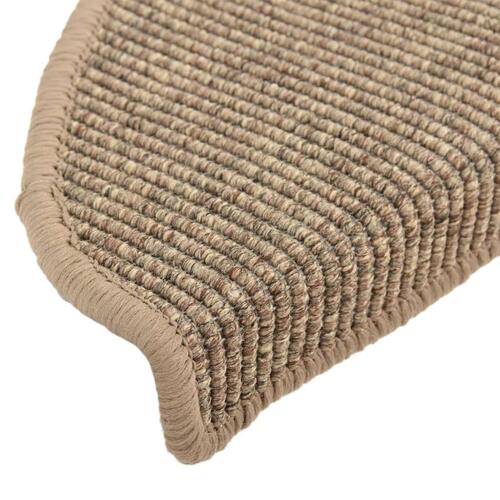 Selvklæbende trappetrinsmåtter 15 stk. 65x25 cm mørk beige