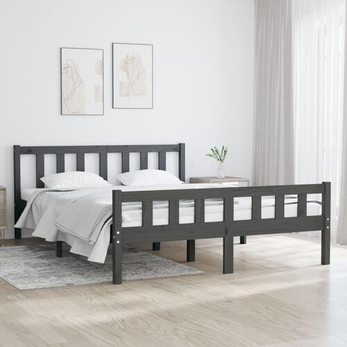 Sengeramme 140x190 cm massivt træ grå