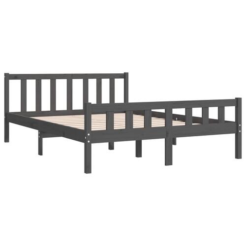 Sengeramme 140x190 cm massivt træ grå