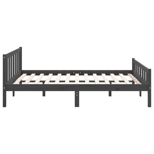 Sengeramme 140x190 cm massivt træ grå