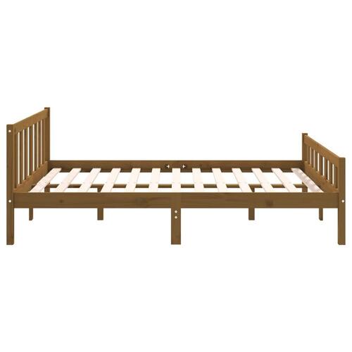 Sengeramme 140x190 cm massivt træ gyldenbrun