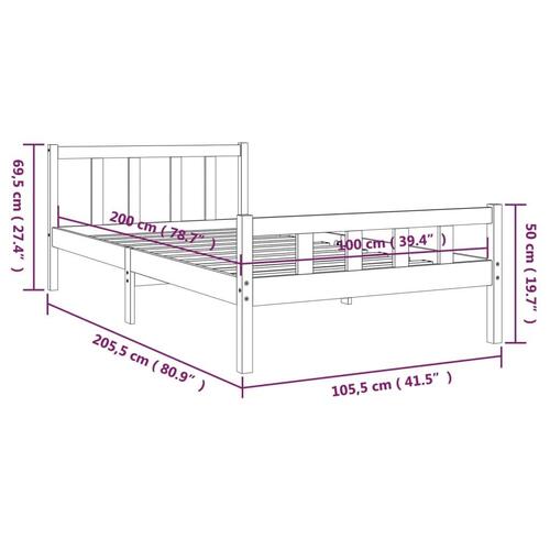 Sengeramme 100x200 cm massivt træ grå