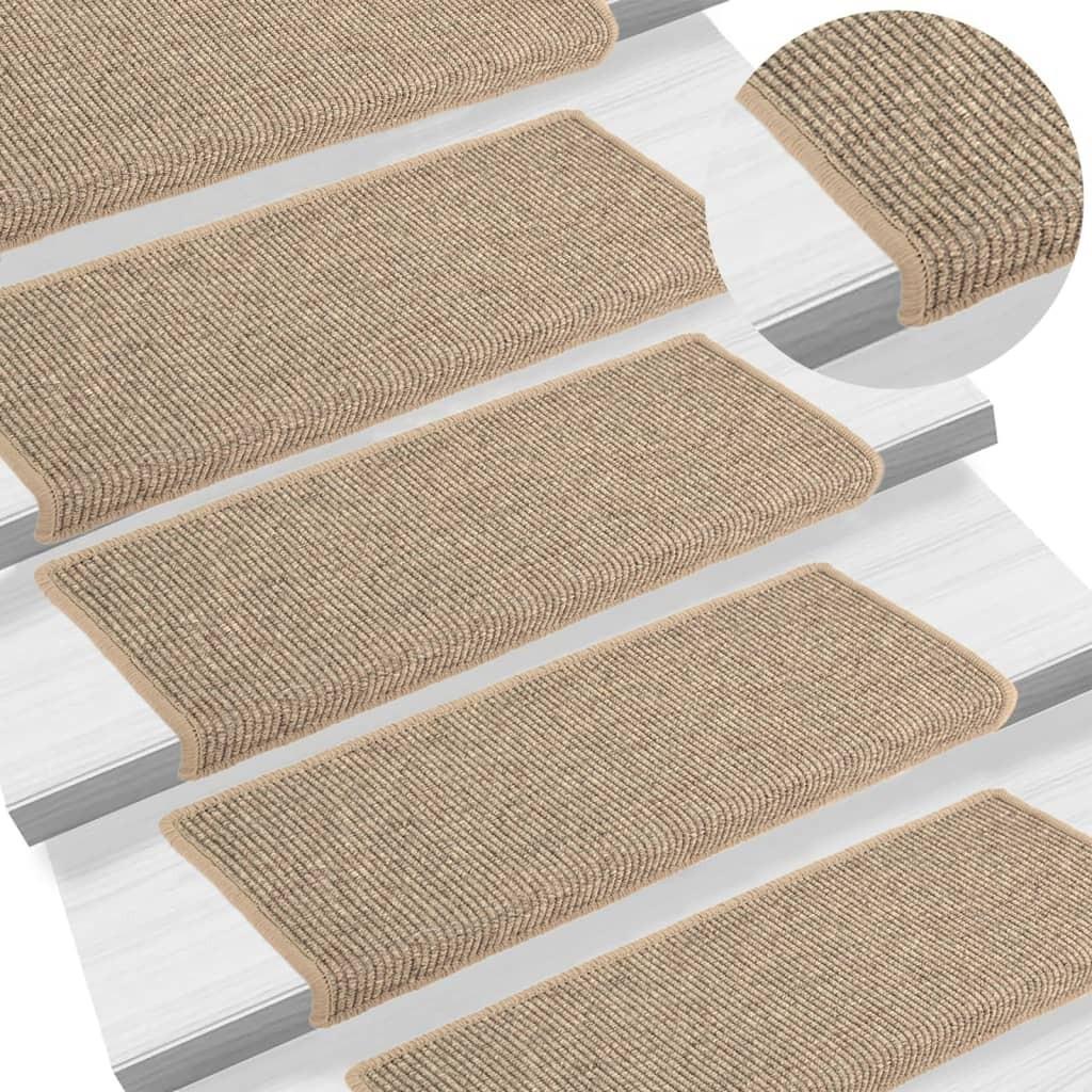 Selvklæbende trappetrinsmåtter 15 stk. 65x25 cm mørk beige