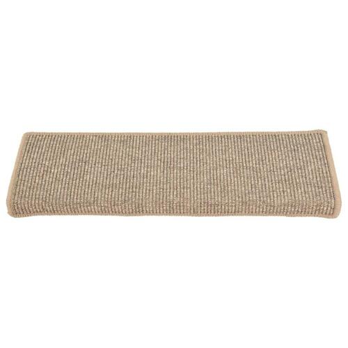 Selvklæbende trappetrinsmåtter 15 stk. 65x25 cm mørk beige