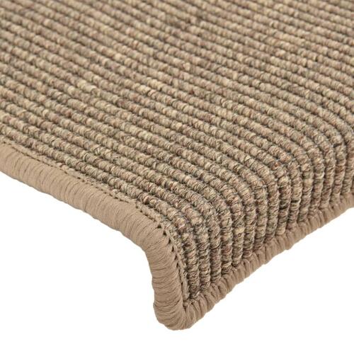 Selvklæbende trappetrinsmåtter 15 stk. 65x25 cm mørk beige