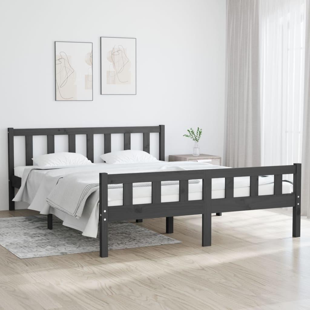 Sengeramme 140x200 cm massivt træ grå