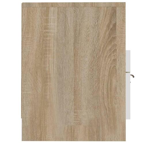 Tv-bord 150x33,5x45 cm konstrueret træ hvid og egetræsfarvet