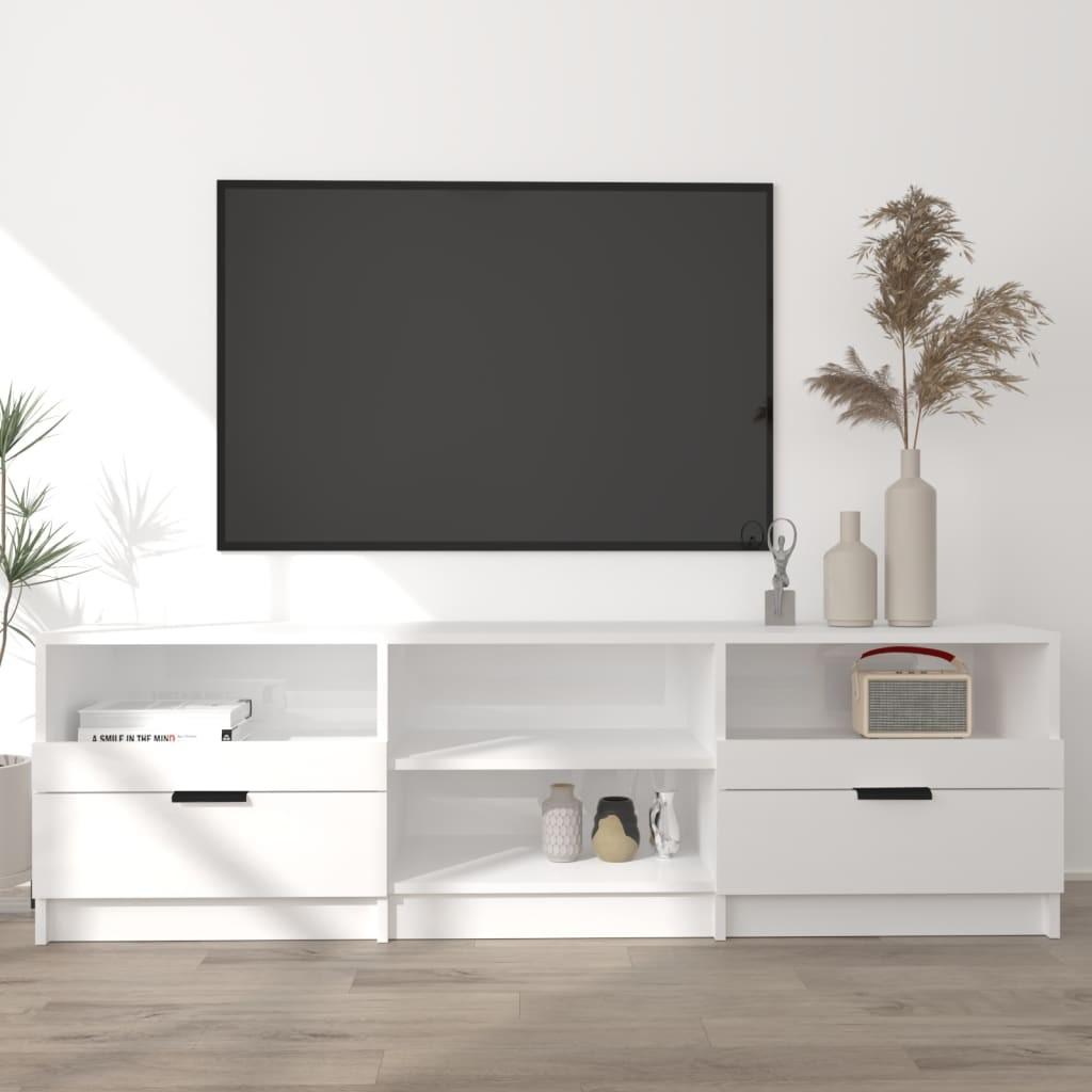 Tv-bord 150x33,5x45 cm konstrueret træ hvid højglans