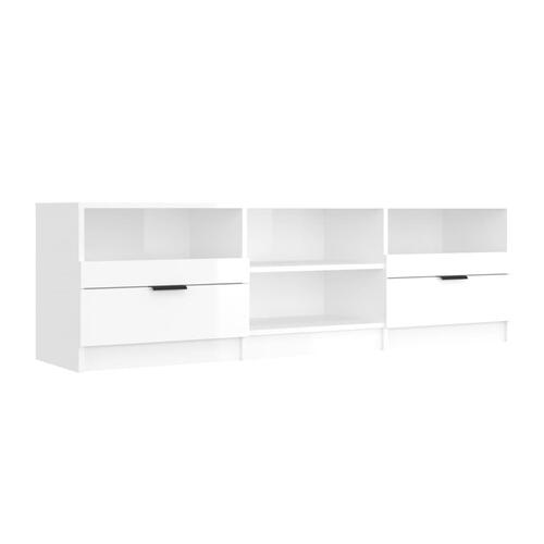 Tv-bord 150x33,5x45 cm konstrueret træ hvid højglans