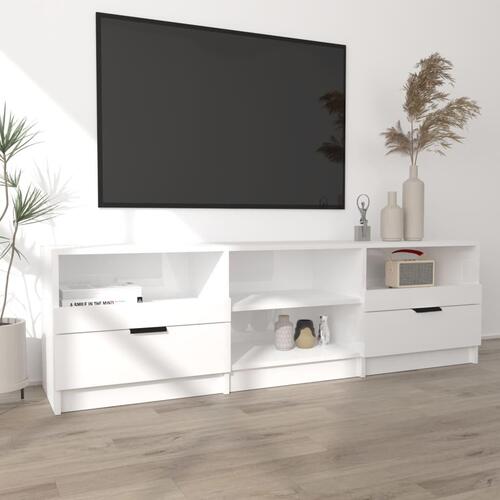 Tv-bord 150x33,5x45 cm konstrueret træ hvid højglans