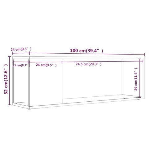 Tv-bord 100x24x32 cm konstrueret træ grå sonoma-eg