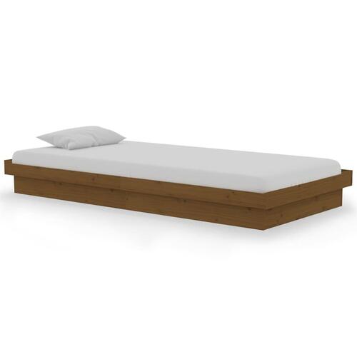 Sengeramme 90x190 cm Single massivt træ gyldenbrun