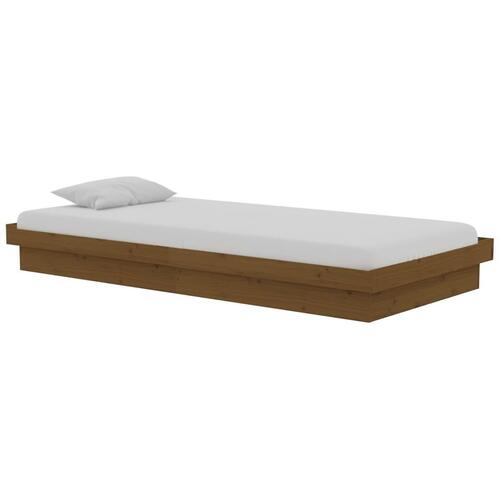 Sengeramme 90x190 cm Single massivt træ gyldenbrun