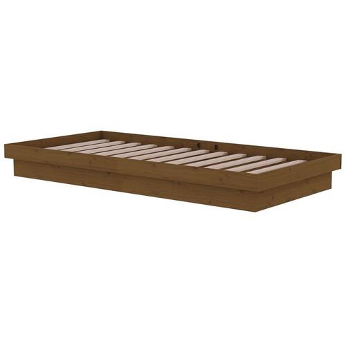 Sengeramme 90x190 cm Single massivt træ gyldenbrun