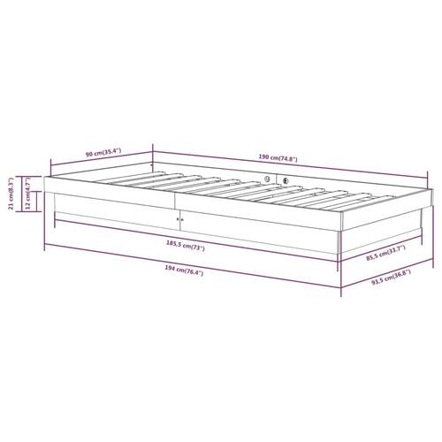 Sengeramme 90x190 cm Single massivt træ gyldenbrun
