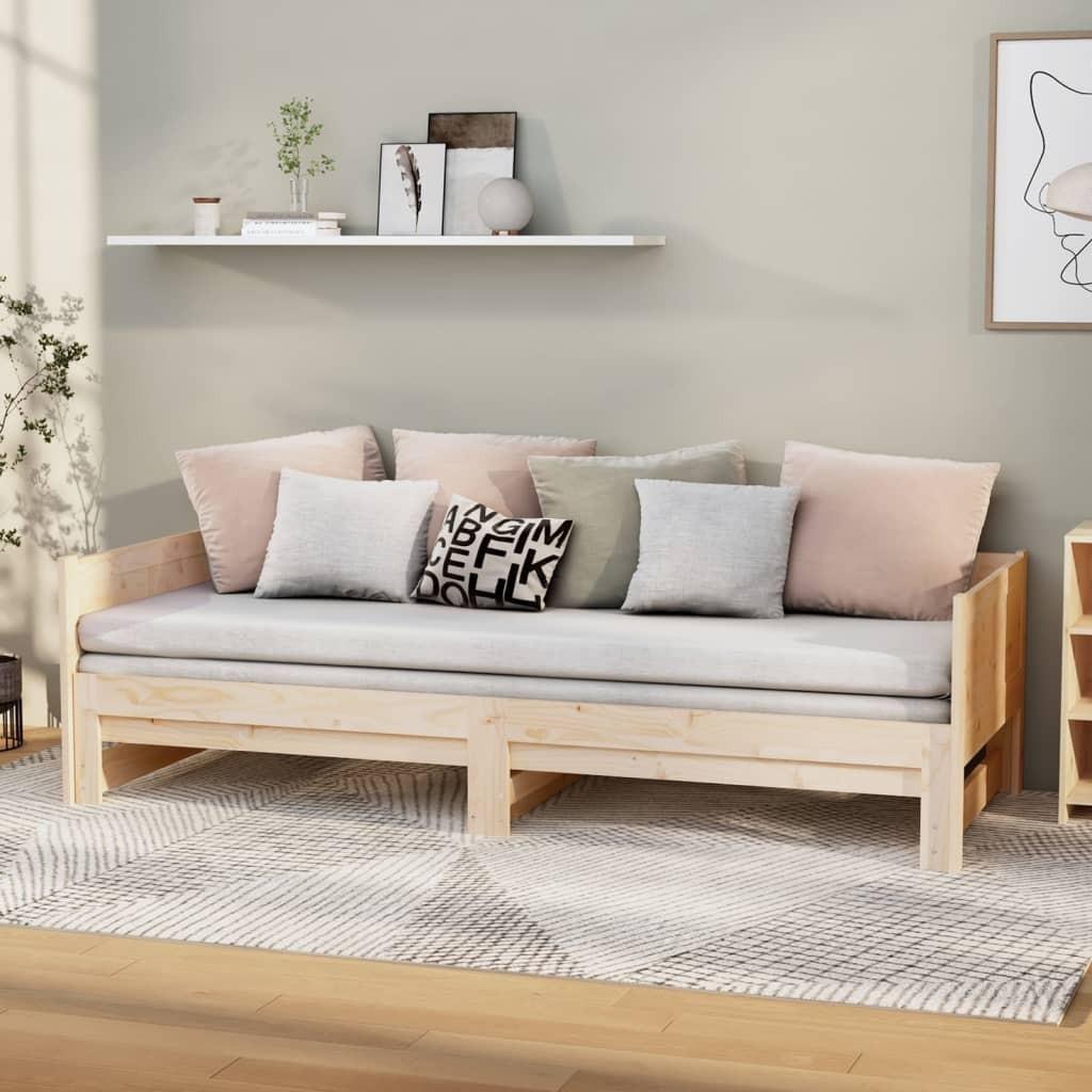 Daybed med udtræk 2x(90x200) cm massivt fyrretræ