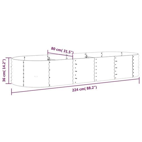 Plantekasse 224x80x36 cm pulverlakeret stål brun