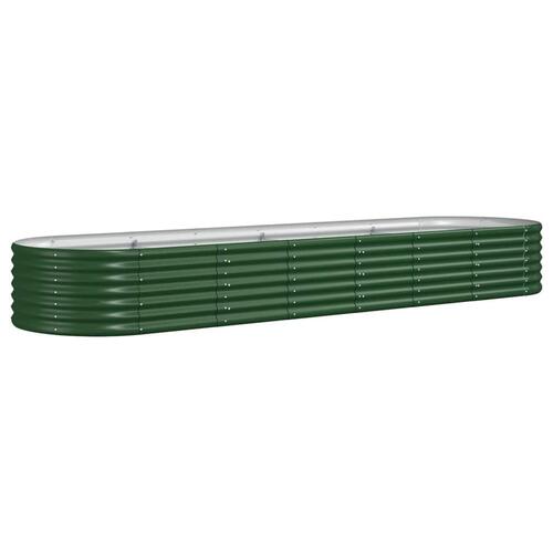Plantekasse 296x80x36 cm pulverlakeret stål grøn