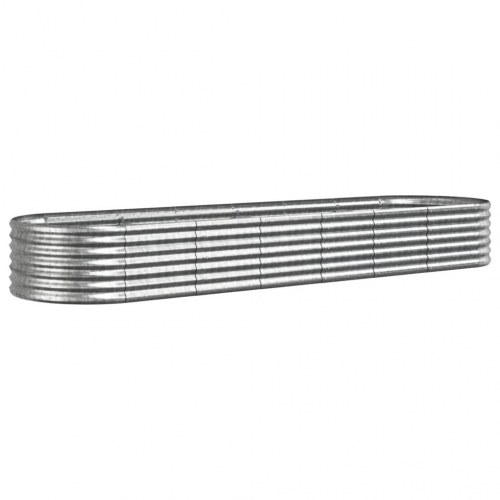 Plantekasse oval 296 x 80 x 36 cm - sølvfarvet