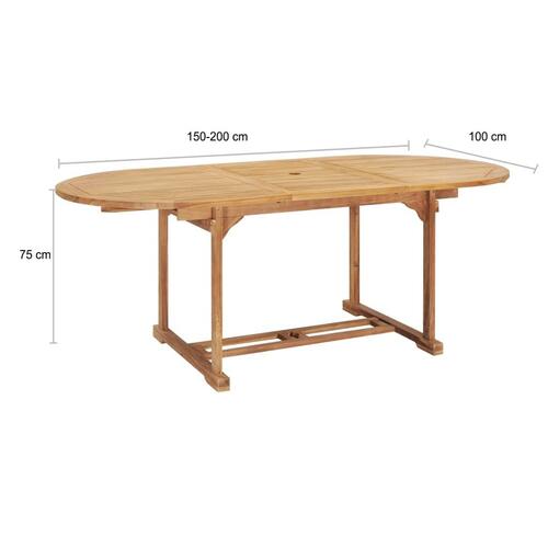 Forlængeligt havebord 150-200 x 100 x 75 cm massivt teaktræ