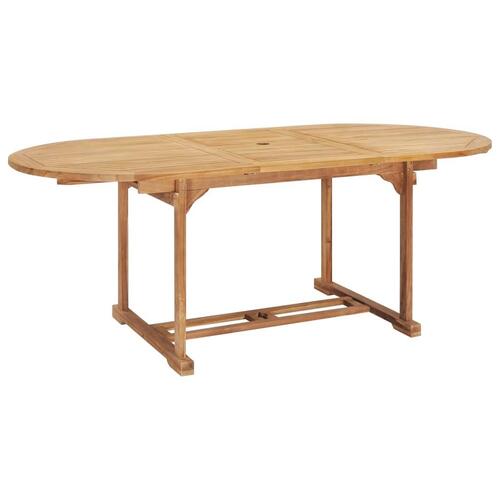 Udendørs spisebordssæt 7 dele 150-200x100x75 cm massivt teak