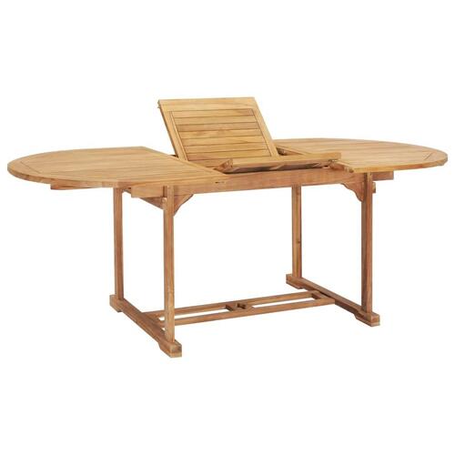 Udendørs spisebordssæt 7 dele 150-200x100x75 cm massivt teak