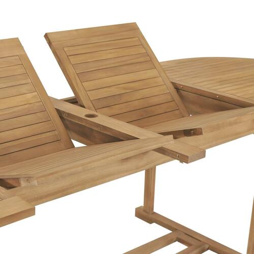 Forlængeligt havebord 180-280 x 100 x 75 cm massivt teaktræ oval