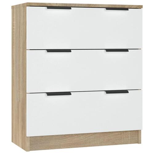 Skænk 60x30x70 cm konstrueret træ hvid og sonoma-eg