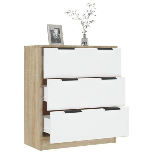 Skænk 60x30x70 cm konstrueret træ hvid og sonoma-eg