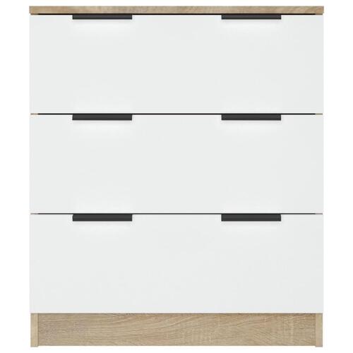 Skænk 60x30x70 cm konstrueret træ hvid og sonoma-eg