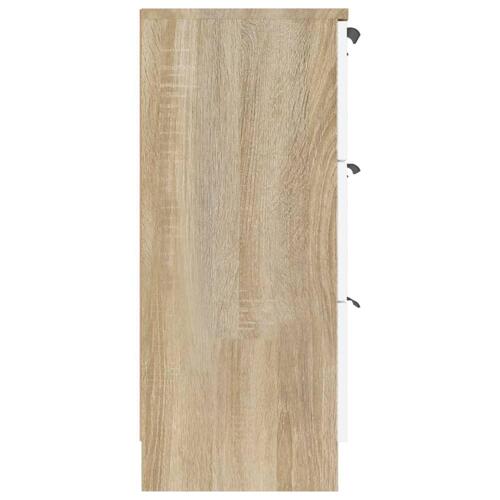 Skænk 60x30x70 cm konstrueret træ hvid og sonoma-eg
