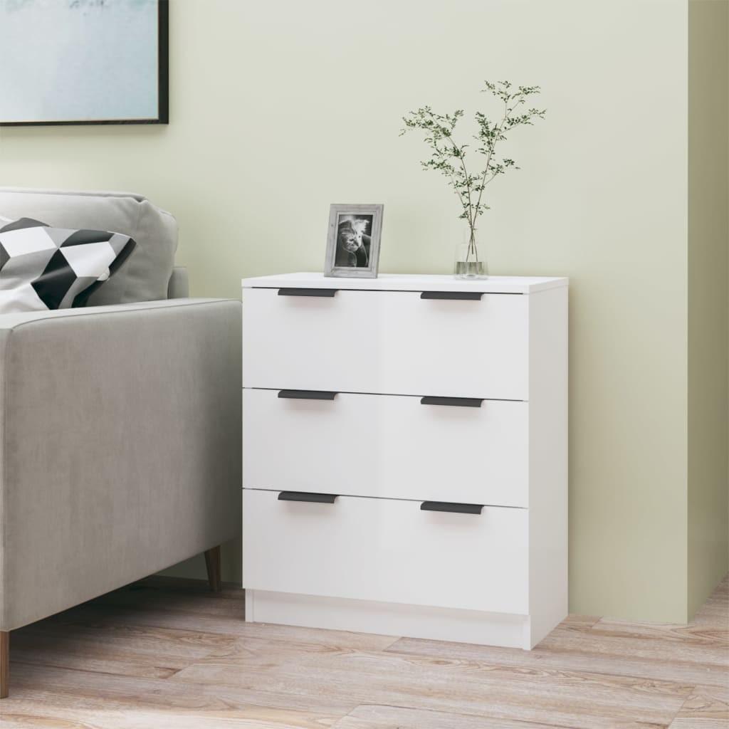Skænk 60x30x70 cm konstrueret træ hvid højglans