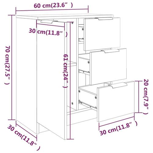 Skænk 60x30x70 cm konstrueret træ sort