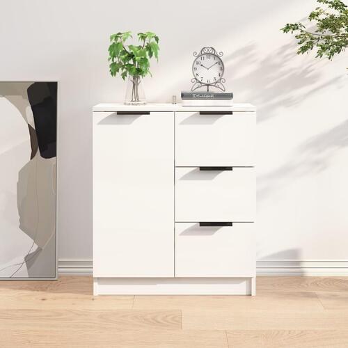 Skænk 60x30x70 cm konstrueret træ hvid højglans