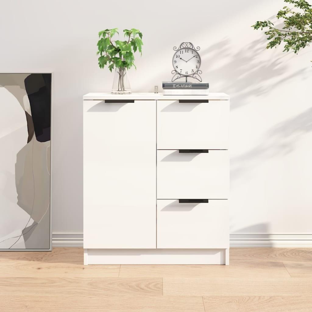 Skænk 60x30x70 cm konstrueret træ hvid højglans