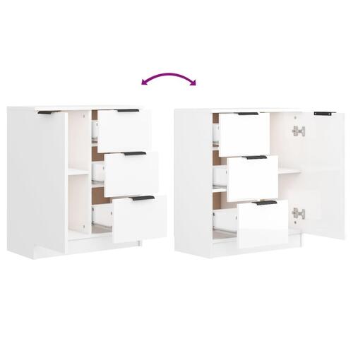 Skænk 60x30x70 cm konstrueret træ hvid højglans