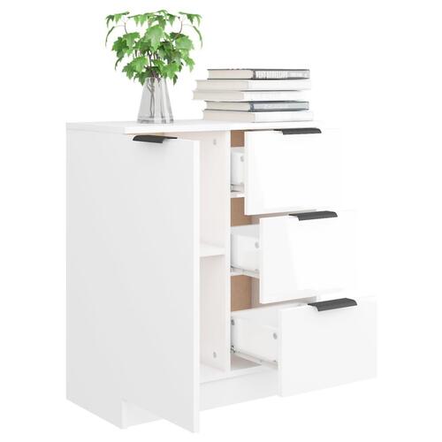 Skænk 60x30x70 cm konstrueret træ hvid højglans
