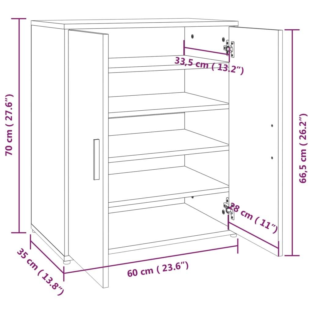 Skoskab 60x35x70 cm konstrueret træ røget egetræ