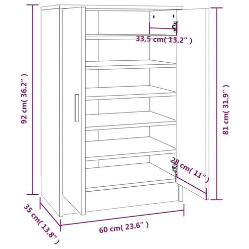 Skoskab 60x35x92 cm konstrueret træ røget egetræ