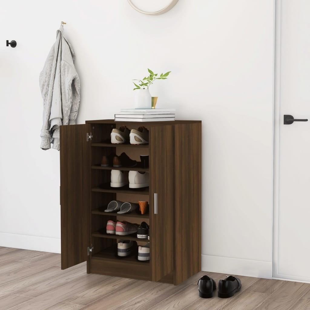 Skoskab 60x35x92 cm konstrueret træ brun egetræsfarve