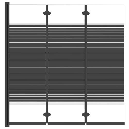 Foldbar brusevæg 3 paneler 130x130 cm sikkerhedsglas sort