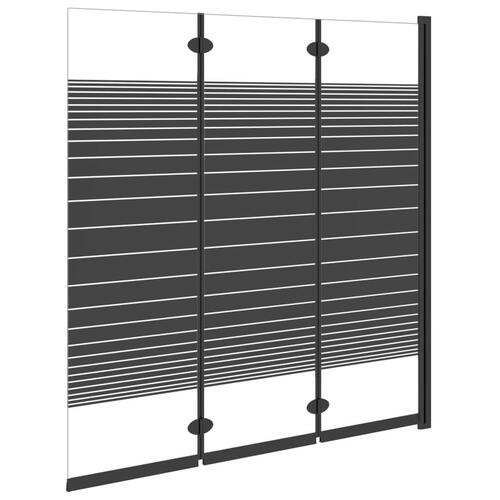 Foldbar brusevæg 3 paneler 130x130 cm sikkerhedsglas sort